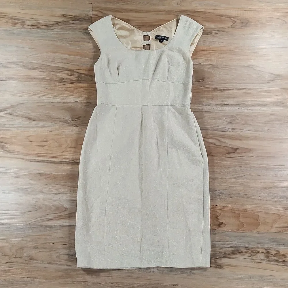 🔹️NWT Rampage Gold Shimmery Sleeveless Linen Blend Dress Medium